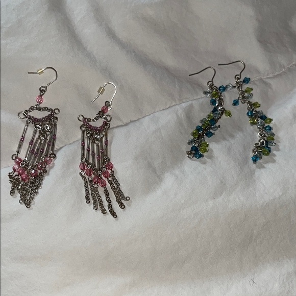 Jewelry - Chic Pink and blue beaded Dangle Earrings